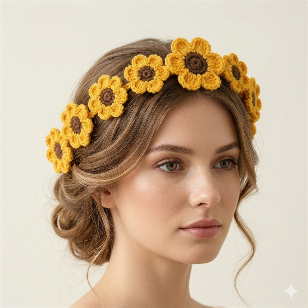 Gemini_Generated_Image_17bu4517bu4517bu Sunflower Crown Headband Crochet Pattern | Easy Beginner Pattern | Instant Digital Download" - Image 1